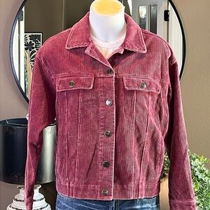 SKIES ARE BLUE Mulberry Corduroy & Flannel Jean Jacket Style Jacket Size Medium